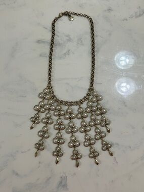 Stella & Dot Cream Pearl Fringe Statement Necklace